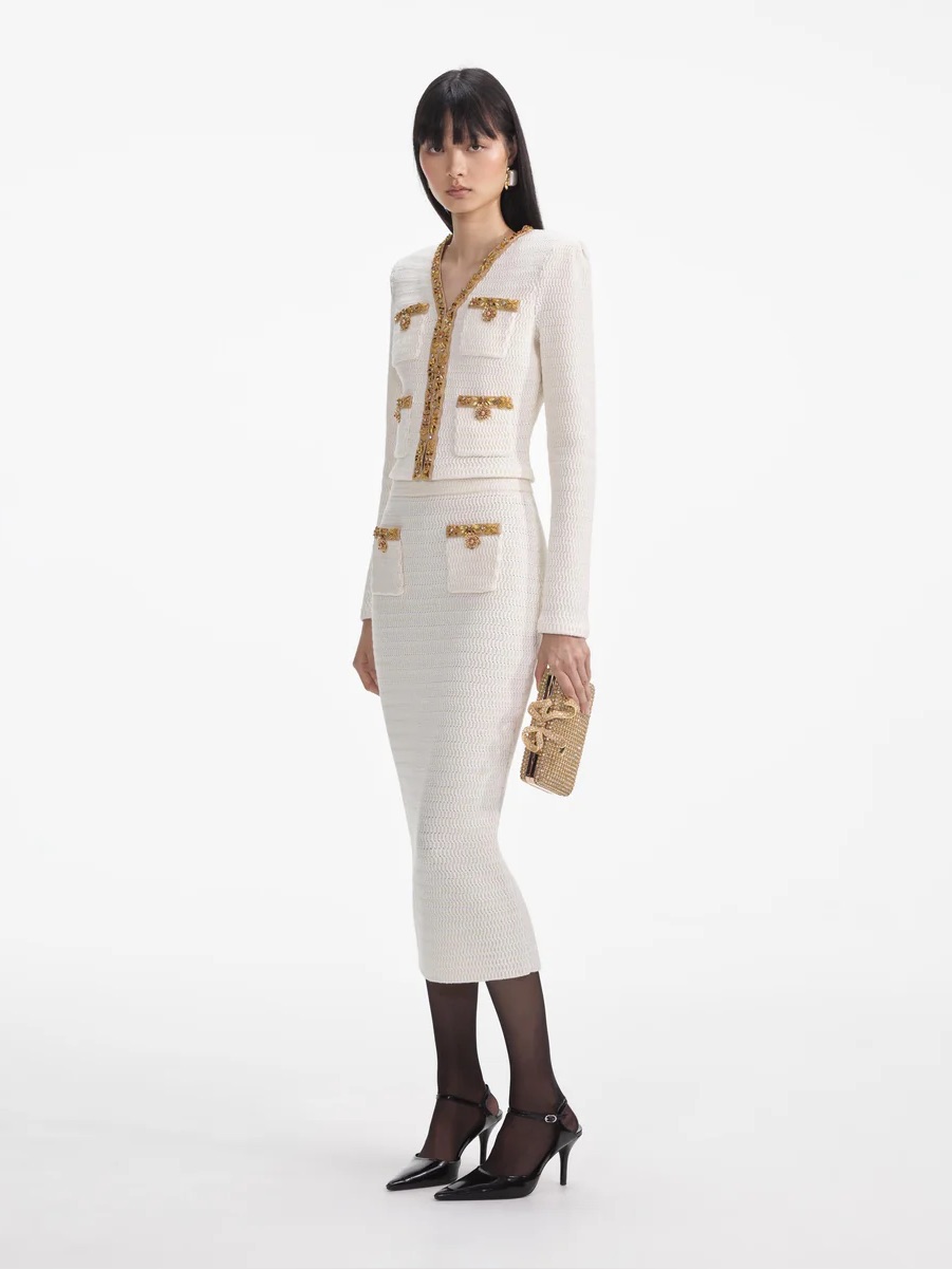 Self-Portrait Knit Jacket & Midi Skirt Set
